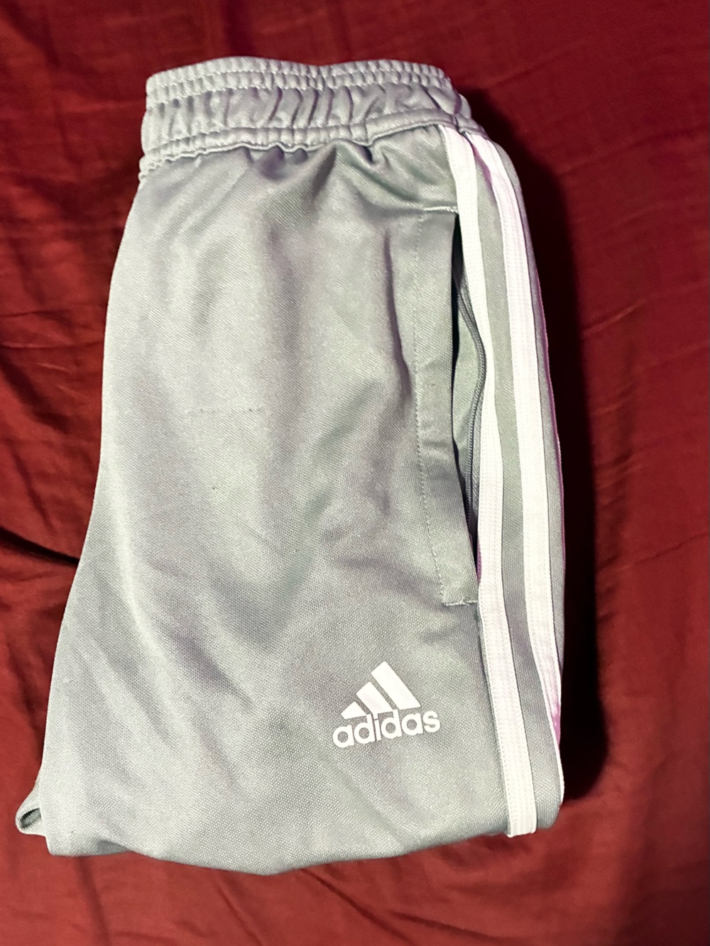 adidas Kids Gray Track Pants with White Side Stripes